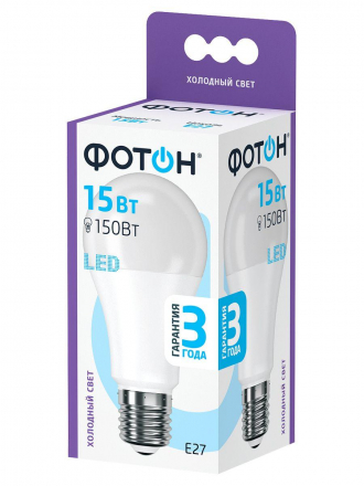 Лампа светодиодная Фотон E27 15W 6500K матовая 23394