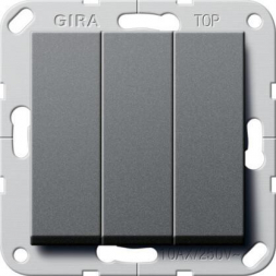 Выключатель трехклавишный Gira System 55 10A 250V британский стандарт антрацит 283028
