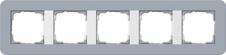 Рамка 5-постовая Gira E3 серо-голубой/белый глянцевый 0215414