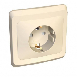Розетка 2К+З Schneider Electric Этюд 16A 250V со шторками кремовая PC16-004K