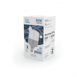 Лампа светодиодная Gauss E40 80W 6500K матовая 63438