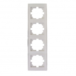 Рамка 4-ая вертикальная Lezard Rain белая с бок. вст. хром 703-0225-154