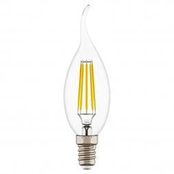 Лампа светодиодная филаментная Lightstar LED Filament E14 6W 3000К свеча на ветру прозрачная 933602