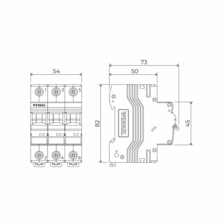 Автоматический выключатель Werkel 3P 50А C 4,5кА W903P504 4690389193002