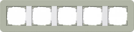 Рамка 5-постовая Gira E3 серо-зеленый/белый глянцевый 0215415