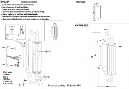 Бра Crystal Lux Tomas AP1 Gold