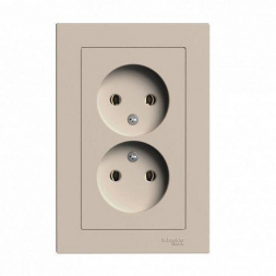 Розетка двойная 2К Schneider Electric AtlasDesign 16A 250V песочный ATN001220