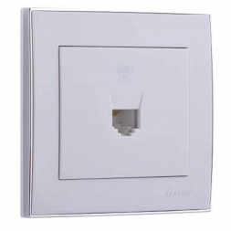 Розетка телефонная евро Lezard Rain белая с бок. вст. хром 703-0225-137