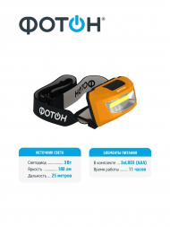 Налобный светодиодный фонарь Фотон от батареек 80х45 200 лм SH-600 23063