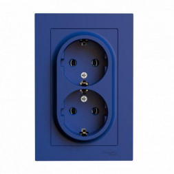 Розетка двойная 2К+З Schneider Electric AtlasDesign 16A 250V аквамарин ATN001124