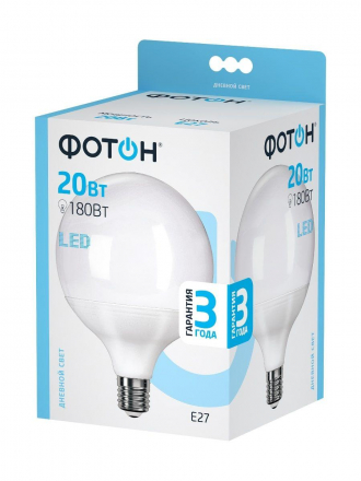 Лампа светодиодная Фотон E27 20W 4000K матовая 23953