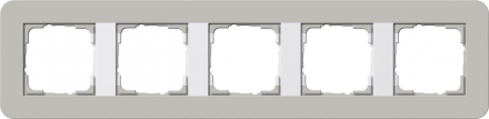Рамка 5-постовая Gira E3 серый/белый глянцевый 0215412