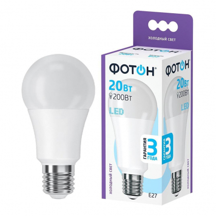 Лампа светодиодная Фотон E27 20W 6500K матовая 23395