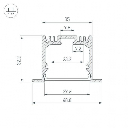 Профиль встраиваемый Arlight ARH-Power-W35-3000 Anod 036168
