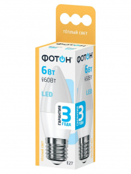 Лампа светодиодная Фотон E27 6W 3000K матовая 22813