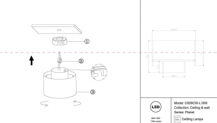 Потолочный светодиодный светильник Maytoni Planet C009CW-L16W