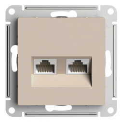 Розетка компьютерная 2xRJ45 Schneider Electric AtlasDesign кат. 5Е песочный ATN001285