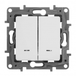 Переключатель двухклавишный Legrand Etika 10A 250V с подсветкой белый 672216