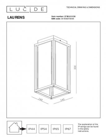 Уличный светильник Lucide Laurens 27105/01/30