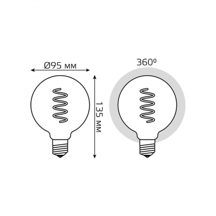 Лампа светодиодная филаментная Gauss E27 6W 2400K золотая 105802007