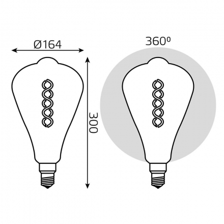 Лампа светодиодная филаментная Gauss E27 8,5W 2000K янтарная 157802105