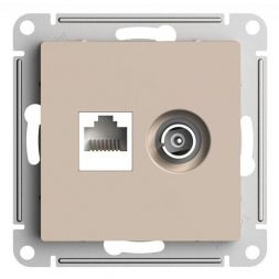 Розетка компьютерная RJ45/телевизионная TV Schneider Electric AtlasDesign кат. 5Е песочный ATN001289