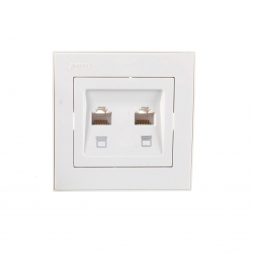 Розетка 2-ая компьютерная Lezard Rain белая 703-0202-141