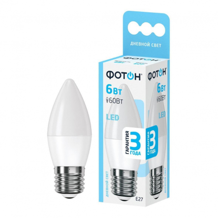 Лампа светодиодная Фотон E27 6W 4000K матовая 22832
