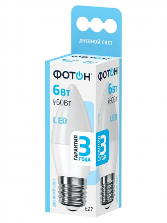 Лампа светодиодная Фотон E27 6W 4000K матовая 22832