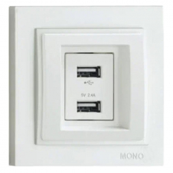 Розетка 2-а USB-зарядка Mono Electric Despina 250V крем 102-170005-178